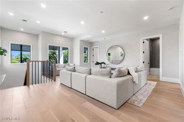 living room featuring light hardwood / wood-style flooring