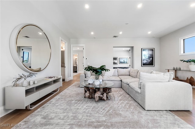 living room featuring light hardwood / wood-style flooring