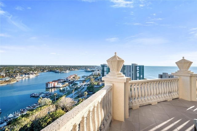 balcony with a water view