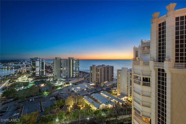 property's view of city with a water view