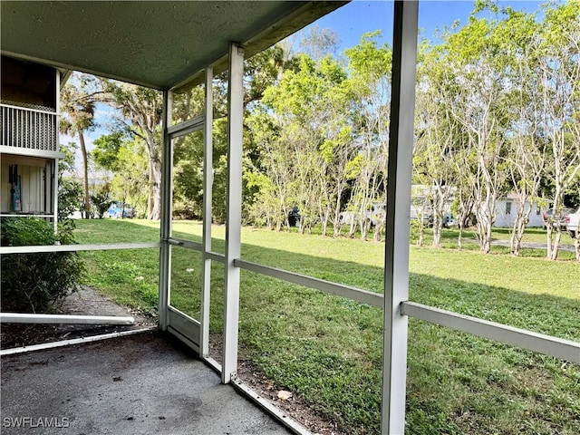 view of unfurnished sunroom