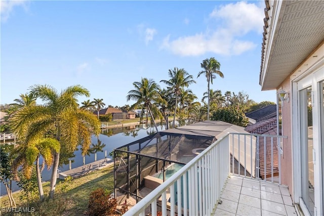 balcony with a water view