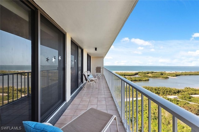 balcony with a water view