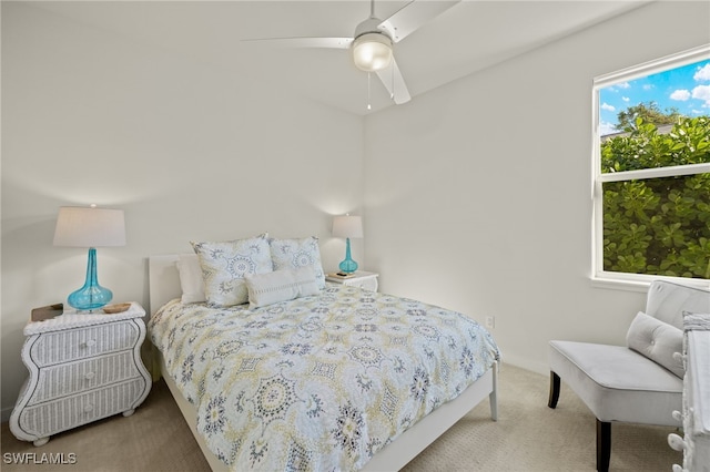 bedroom with carpet and ceiling fan