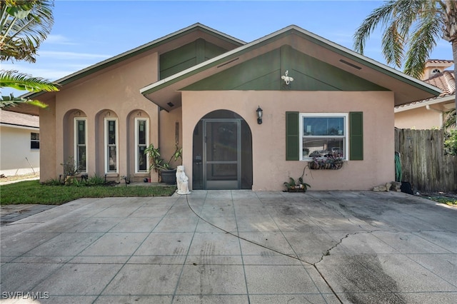 view of front of home with a patio