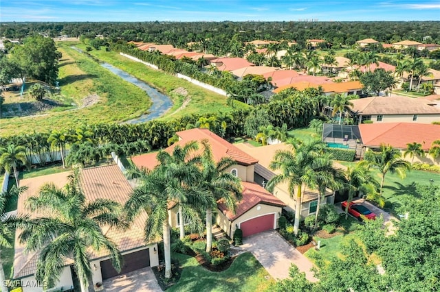 birds eye view of property with a residential view