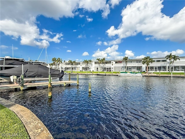 view of dock featuring a water view