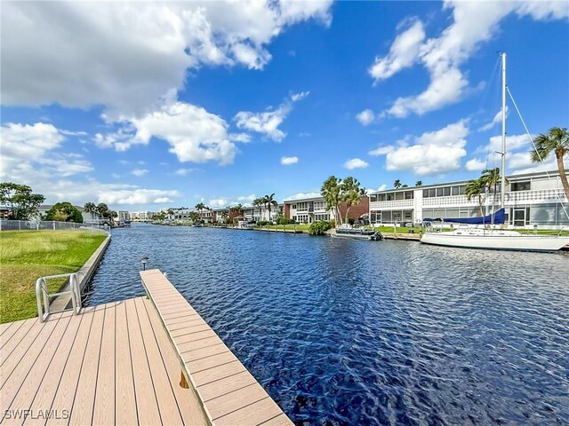 dock area featuring a water view