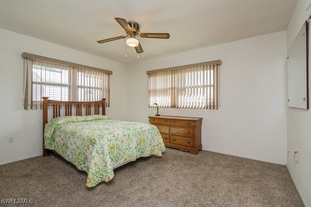 bedroom with carpet flooring and ceiling fan