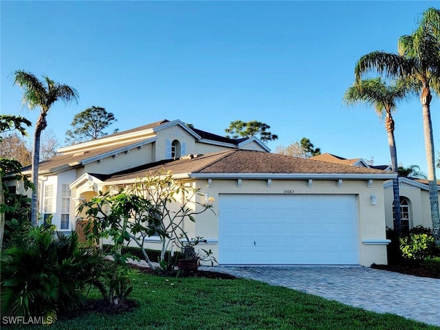 view of front of home with a garage