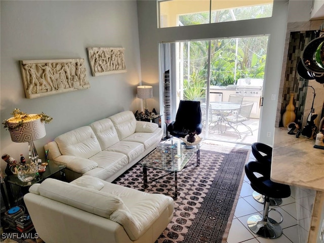 view of tiled living room