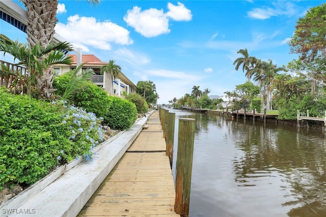 view of dock featuring a water view