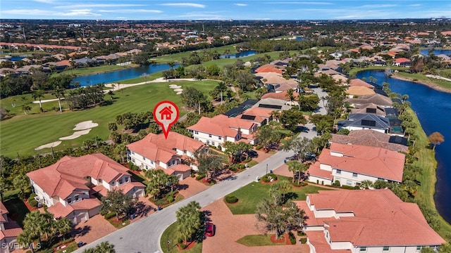 bird's eye view featuring a water view