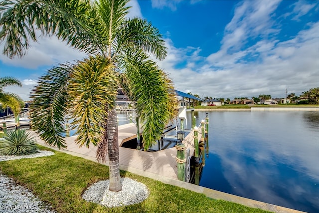 view of dock featuring a water view