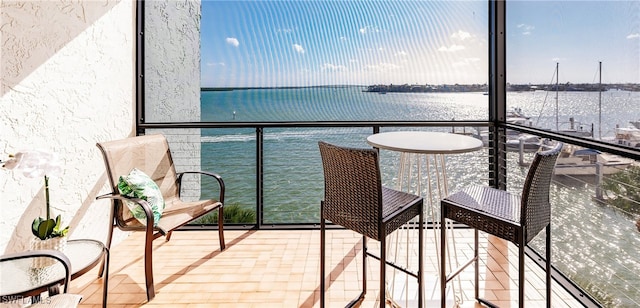 balcony with a water view