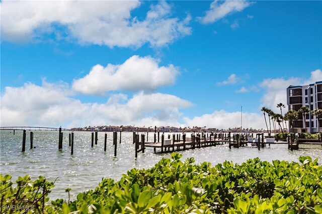 view of dock featuring a water view