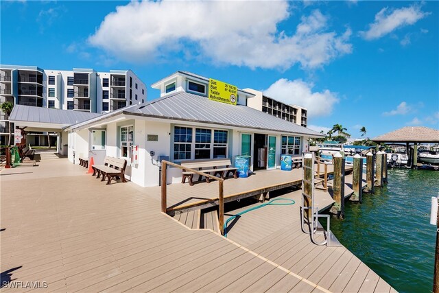 view of dock featuring a water view