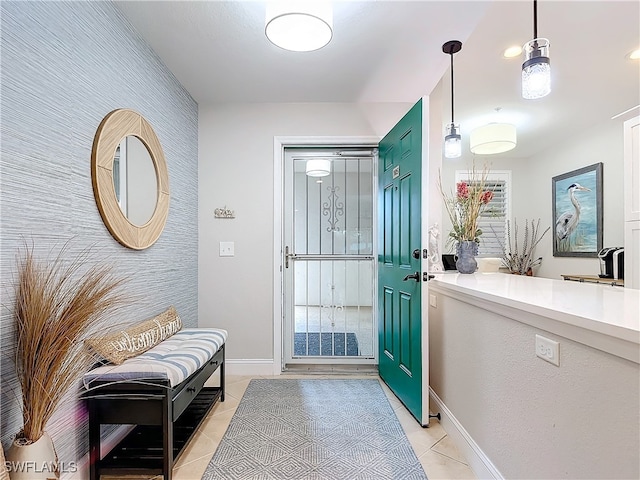 entryway featuring light tile patterned flooring