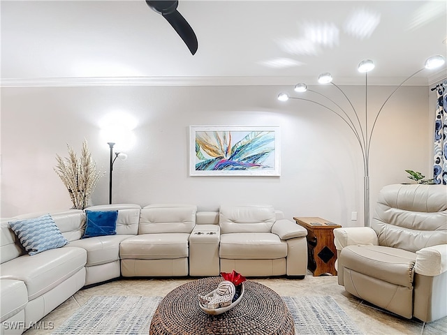 living room featuring ornamental molding