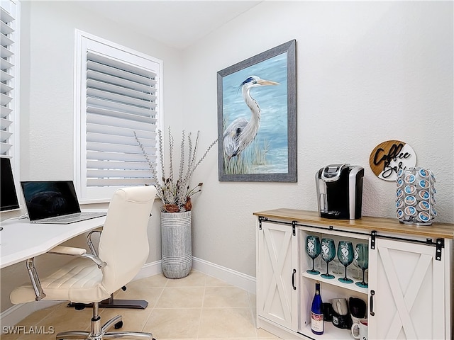 office with light tile patterned floors