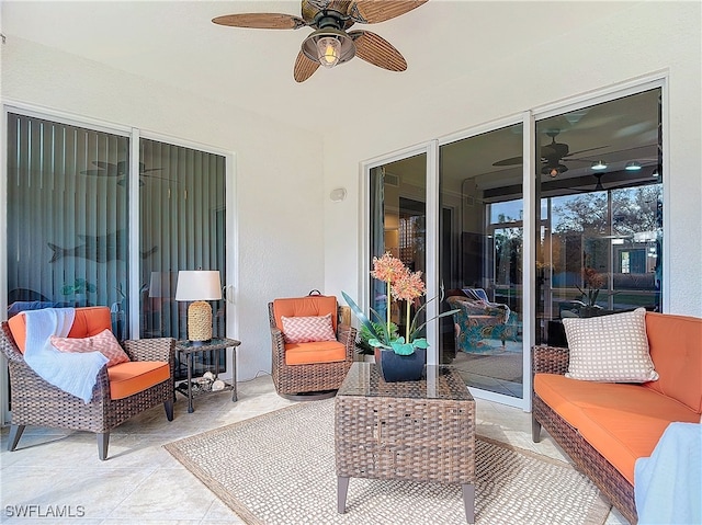 view of patio with ceiling fan