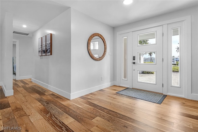 foyer entrance with wood-type flooring