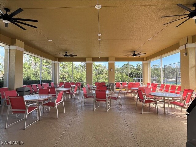 view of patio / terrace featuring ceiling fan