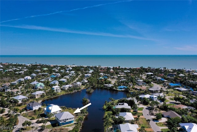 bird's eye view featuring a water view