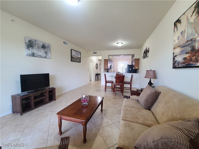 view of tiled living room