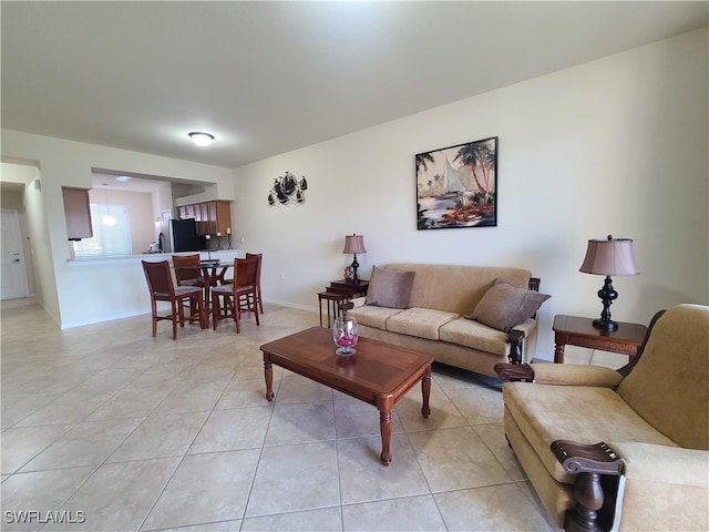 view of tiled living room