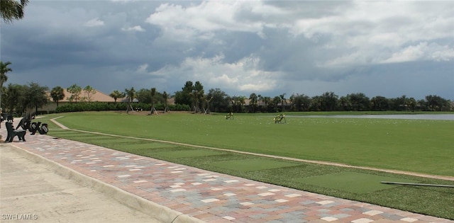 view of home's community with a yard