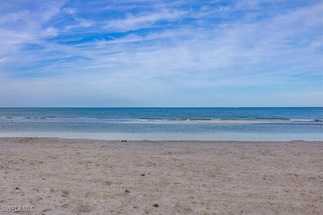 property view of water featuring a beach view