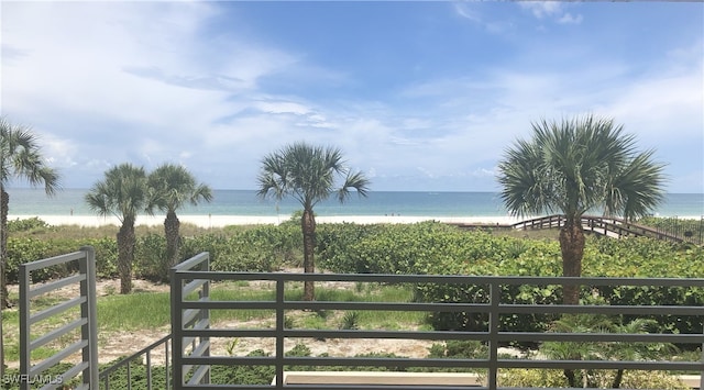 property view of water with a beach view