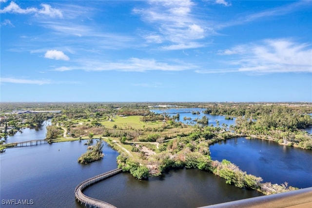 bird's eye view featuring a water view