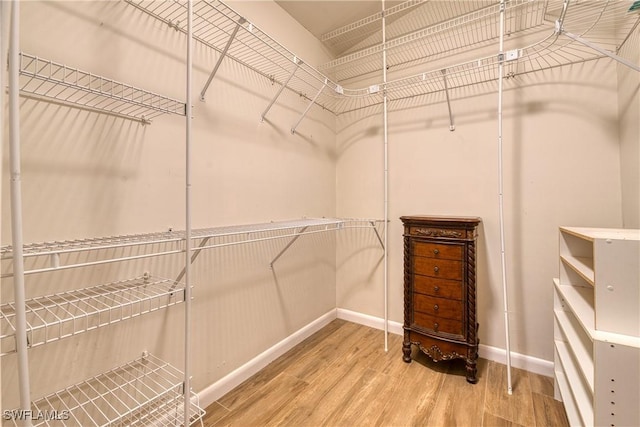 walk in closet featuring wood finished floors