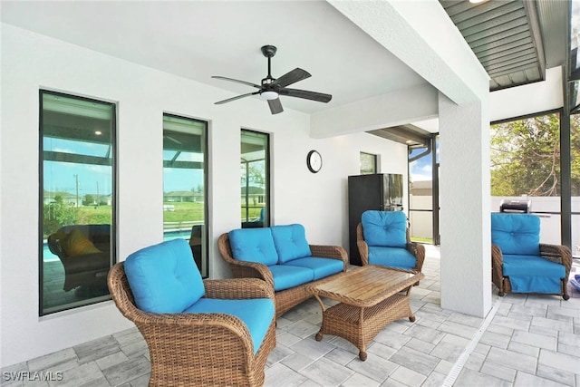 view of patio / terrace with outdoor lounge area and ceiling fan