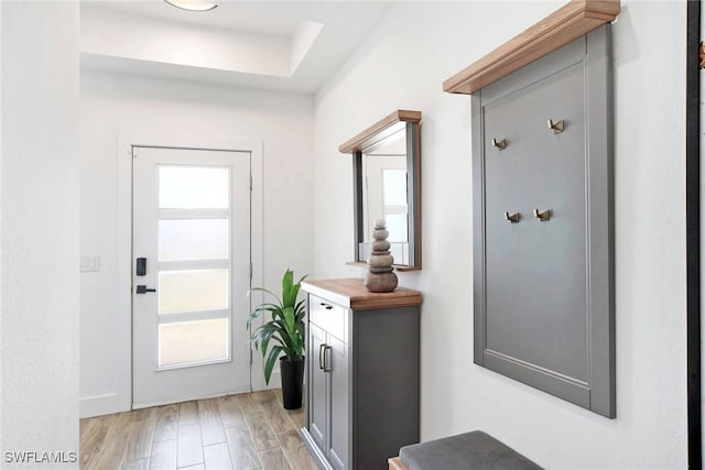 entryway with light hardwood / wood-style floors