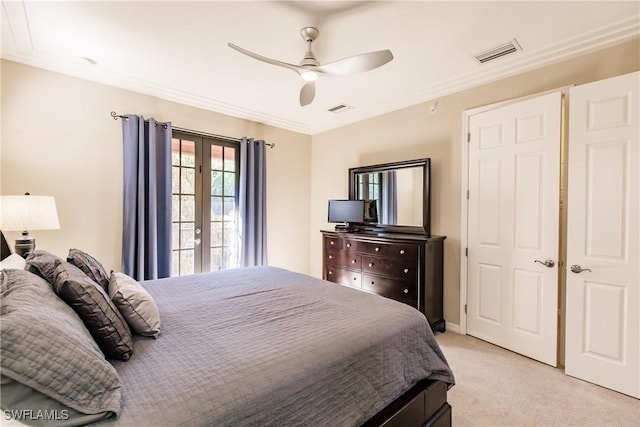 9028 Alturas St Unit 3204, Naples, FL 34113 - bedroom with light colored carpet, ceiling fan, and crown molding