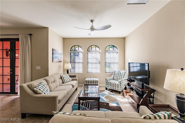 9028 Alturas St Unit 3204, Naples, FL 34113 - tiled living room with a ceiling fan