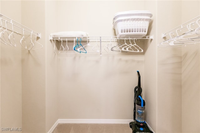 walk in closet featuring carpet