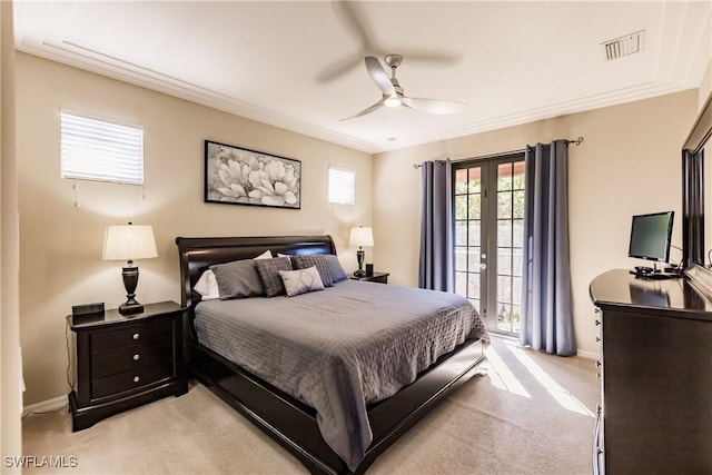 9028 Alturas St Unit 3204, Naples, FL 34113 - bedroom featuring light carpet, baseboards, ceiling fan, and crown molding