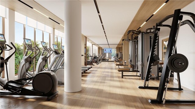 5100 Baybridge Blvd Unit 1601, Estero, FL 33928 - exercise room with wood finished floors