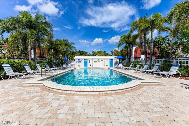 view of pool featuring a patio area