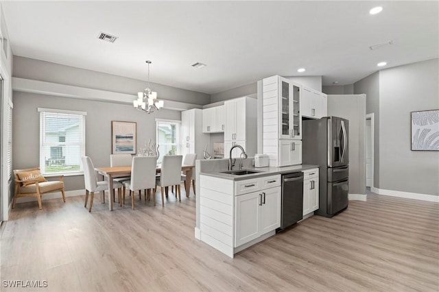 kitchen with sink, white cabinets, a healthy amount of sunlight, and appliances with stainless steel finishes