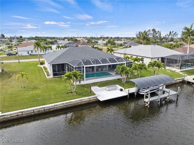 exterior space featuring a water view