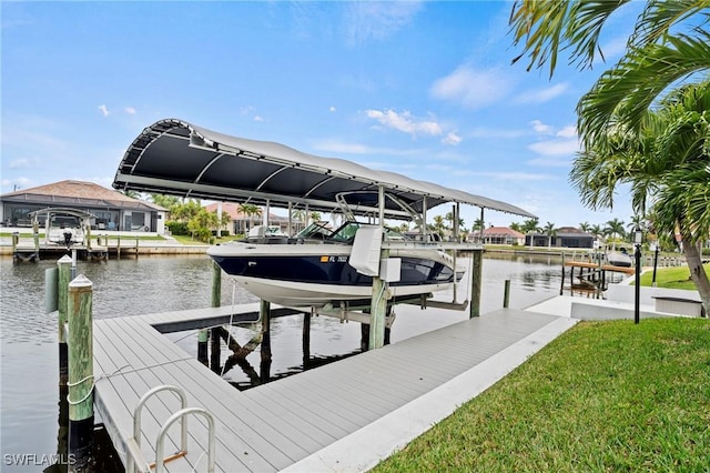 dock area featuring a water view