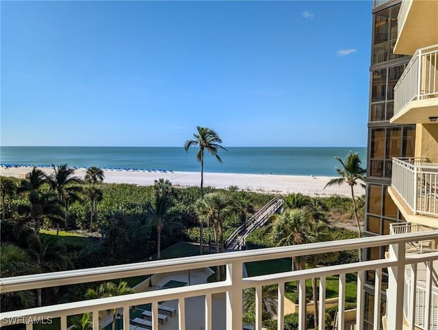 property view of water with a beach view