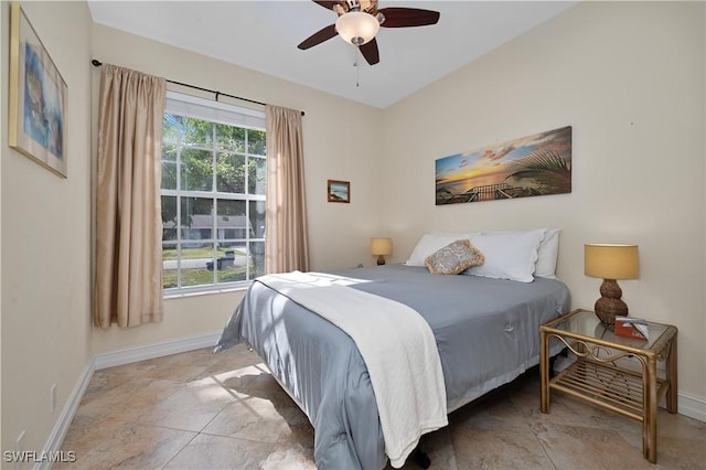 bedroom featuring ceiling fan