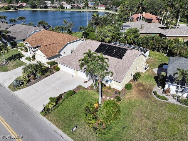 bird's eye view featuring a water view