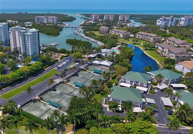 bird's eye view featuring a water view